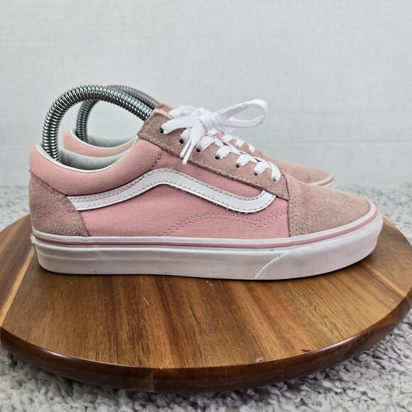 Vans Old Skool Pink White Casual Athletic Daily Y2K Sneakers Womens 7 - Picture 3 of 12
